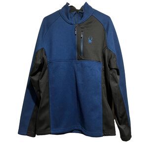 Spyder Men's Jacket Bandit Blue X-Large Half Zip Gait Knit‎ Pullover Fleece